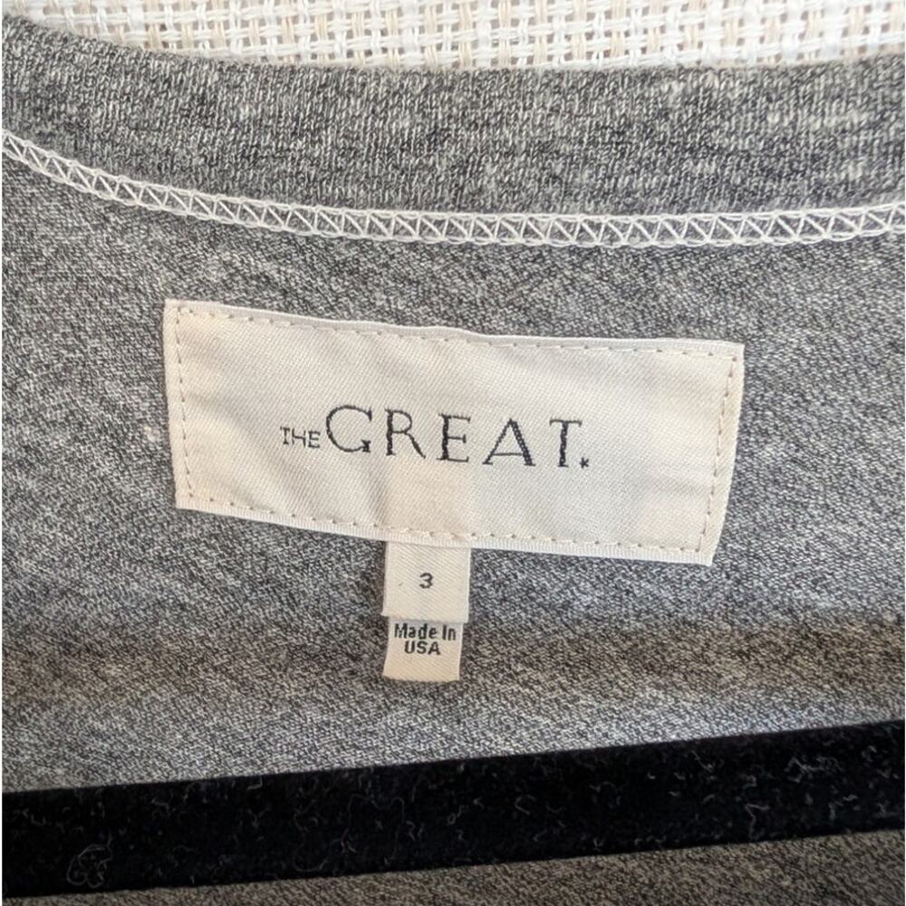 The Great. T-Shirt Dress Womens 3/L Heather Grey Short Sleeve Relaxed Midi/Maxi - Picture 4 of 12